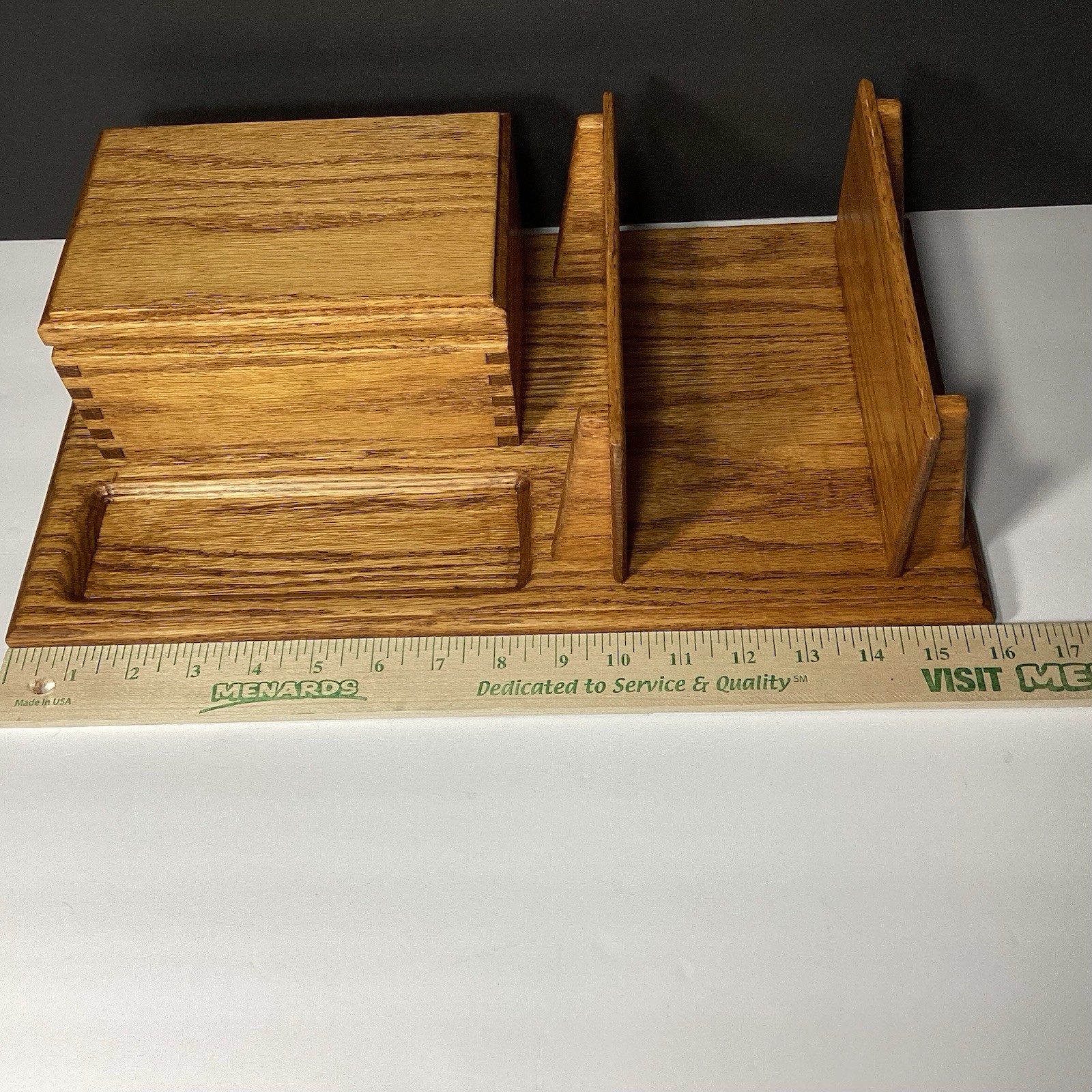 OOAK Handmade Vintage Mid Century Modern Solid Wood Desk Organizer W/ Box