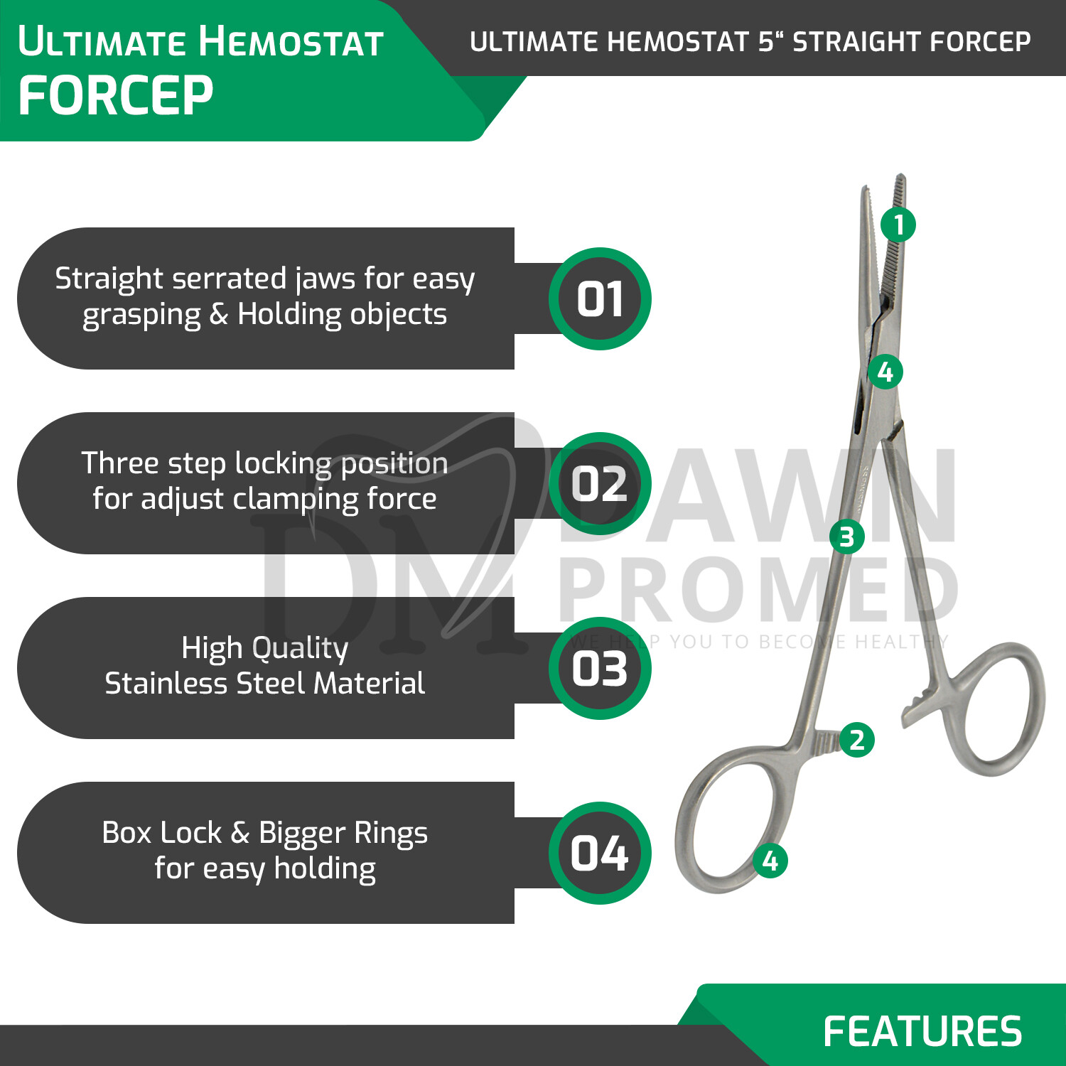 2 Pcs Fishing Set 5" Locking Clamps Hemostat Forceps Straight & Curved German G