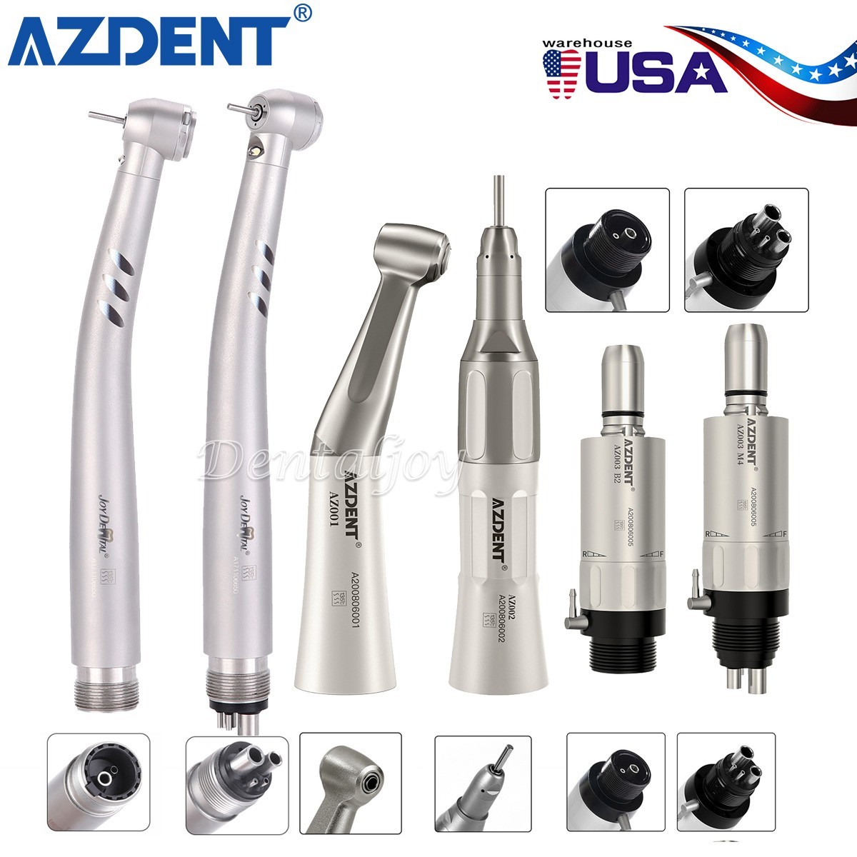 Dental Kit pieza de mano alta y baja velocidad turbina fibra óptico LED AZDENT