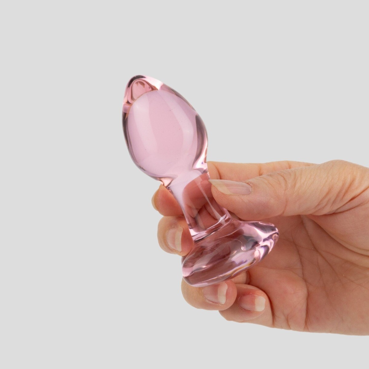 Pink Glass Anal Butt Plug with Heart Base Beginner Anal Sex Toy for Women Couple