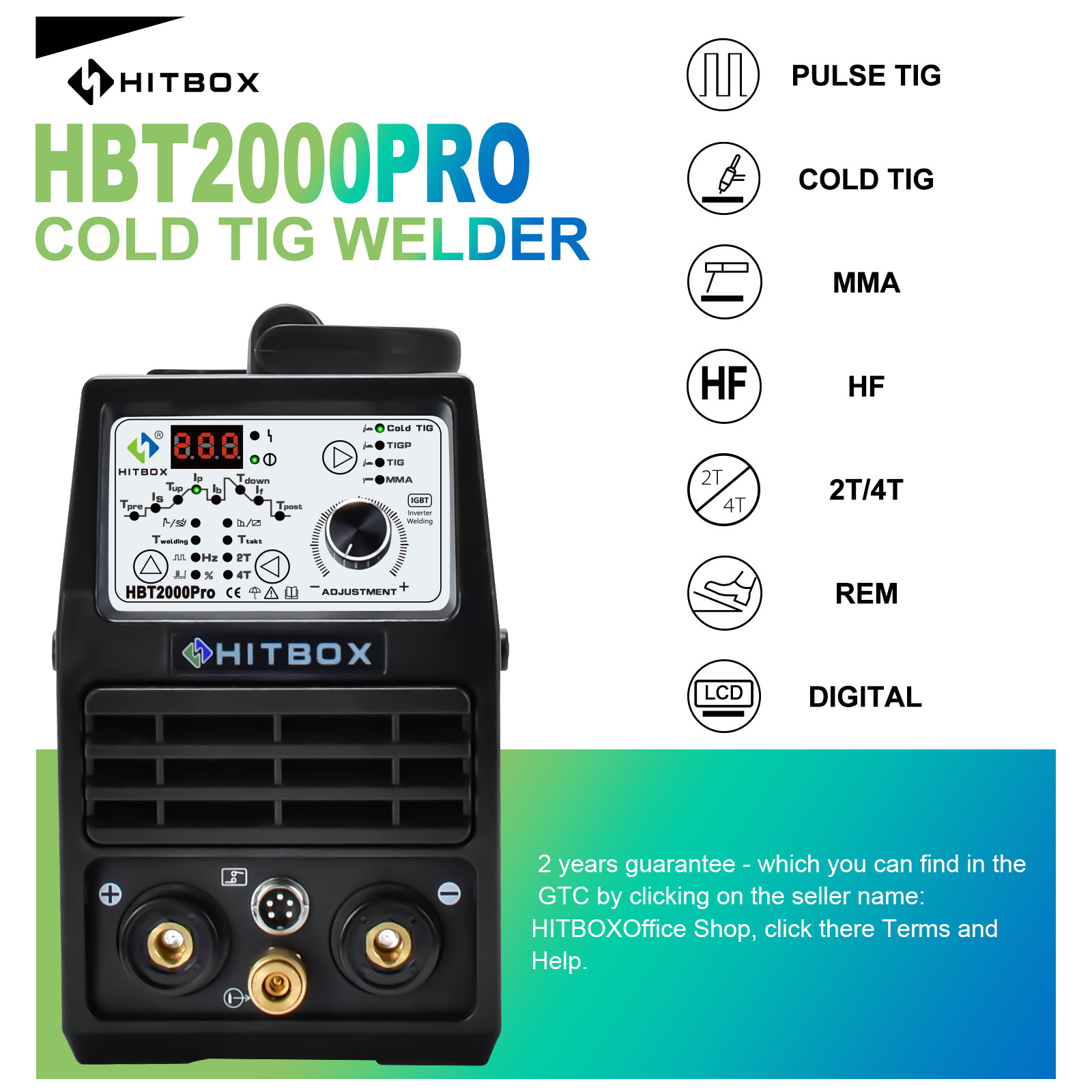 New HF Cold TIG Welding Machine with Pulse TIG Spot TIG ARC Welder 200A HBT2000P