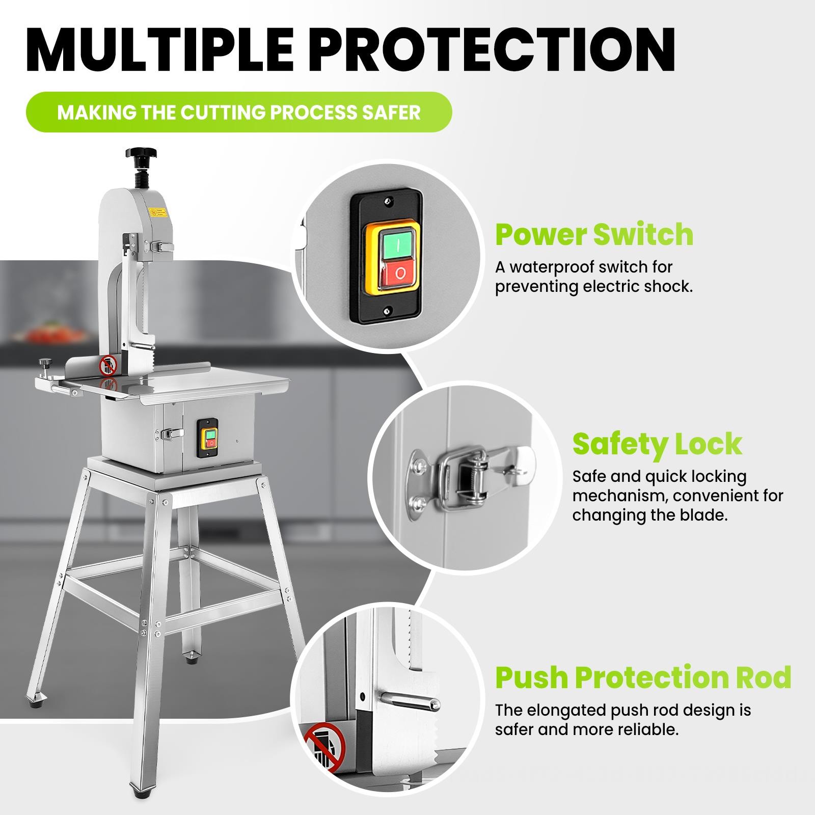 1500W Electric Bone Saw Machine w/Stand,Bone&Meat Bandsaw Machine w/8Sharp Blade