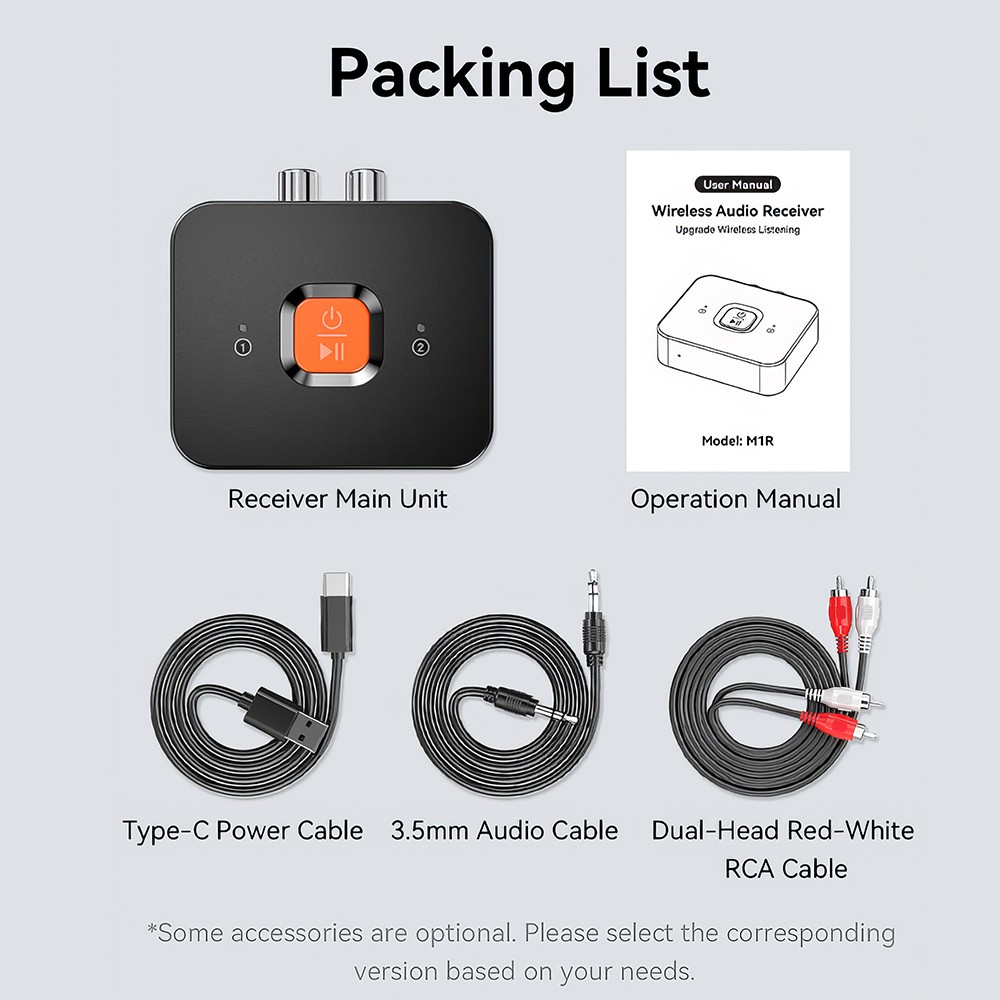 Bluetooth 6.0 Audio Receiver Adapter for Home Stereo Music Streaming w/ AUX RCA