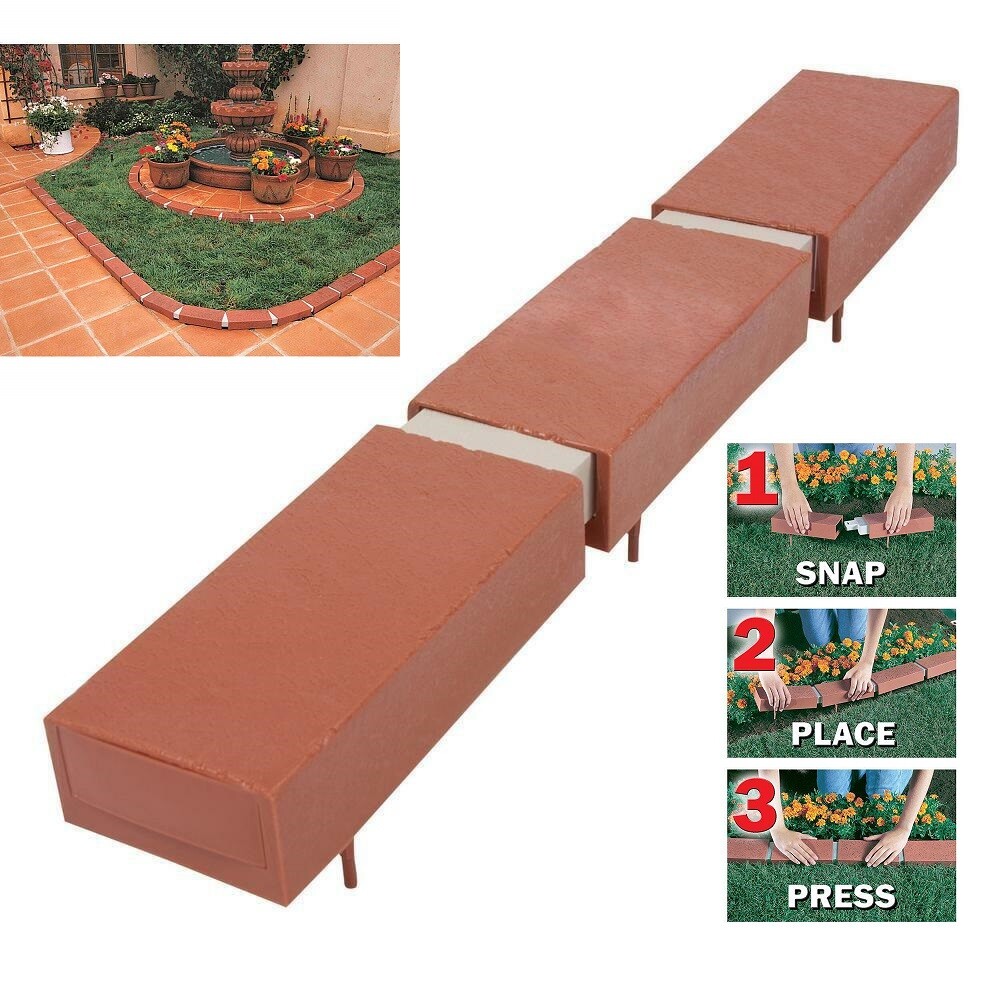 25 ft. Decorative Plastic Brick Edging Kit Garden Pathway Lawn Tree Edge Border