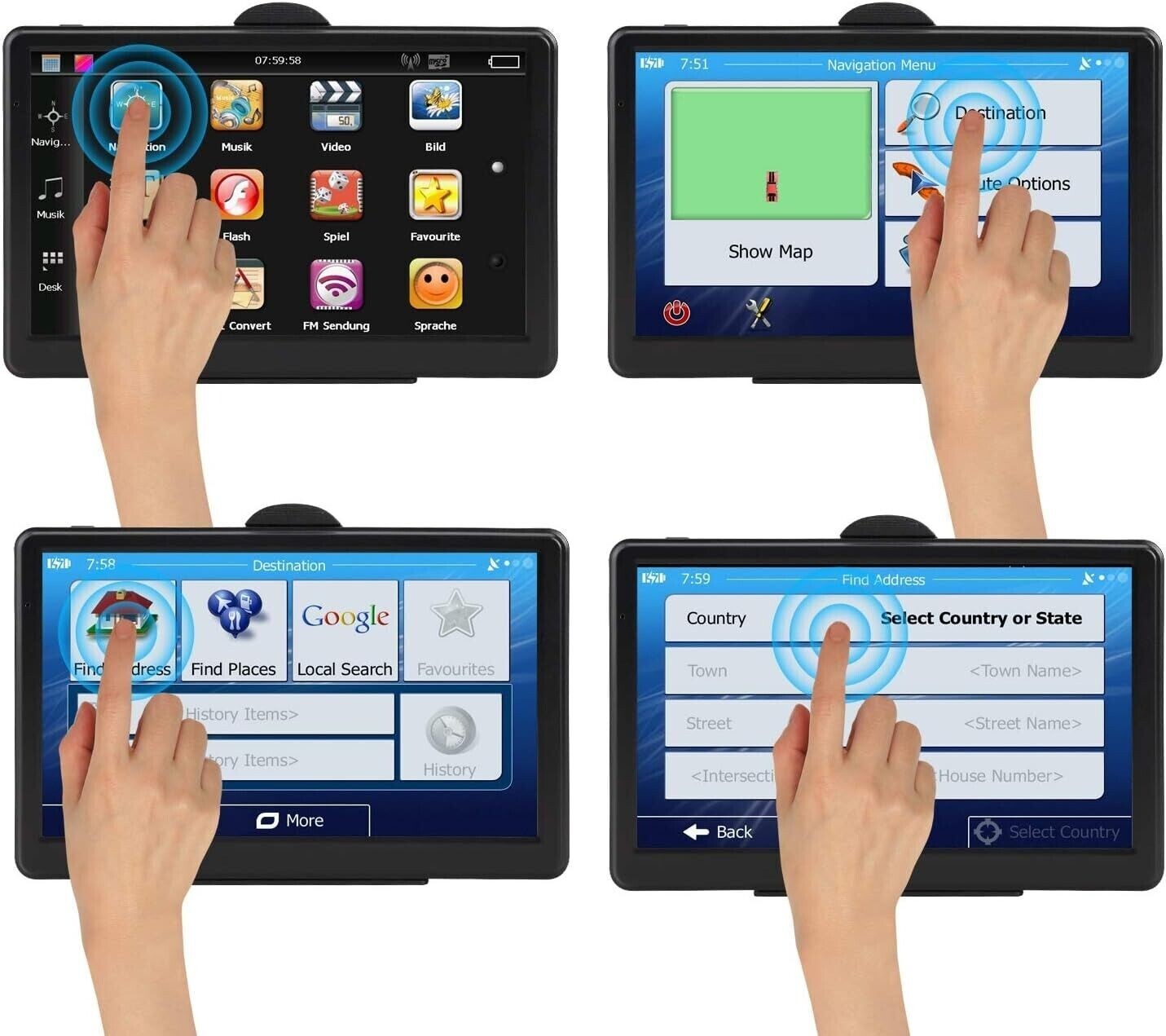 Gps Navigation for Car/Truck Touch Screen Maps w/ Spoken Direction 7"