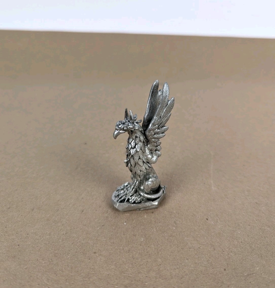 Vintage Pewter Sitting Gryphon Griffin Figurine by James Lane Casey Fantasy 3.5"