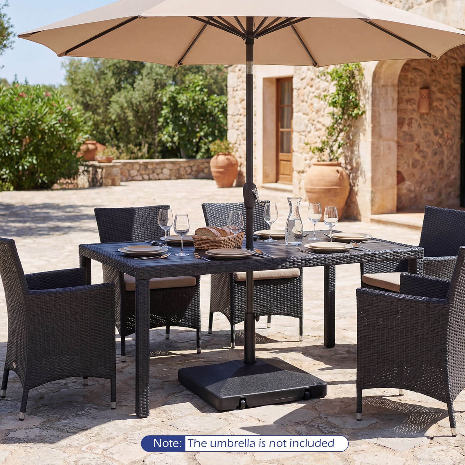 Fillable Umbrella Base 90 LBS Heavy Duty with 2 Wheels, Water/Sand Filled