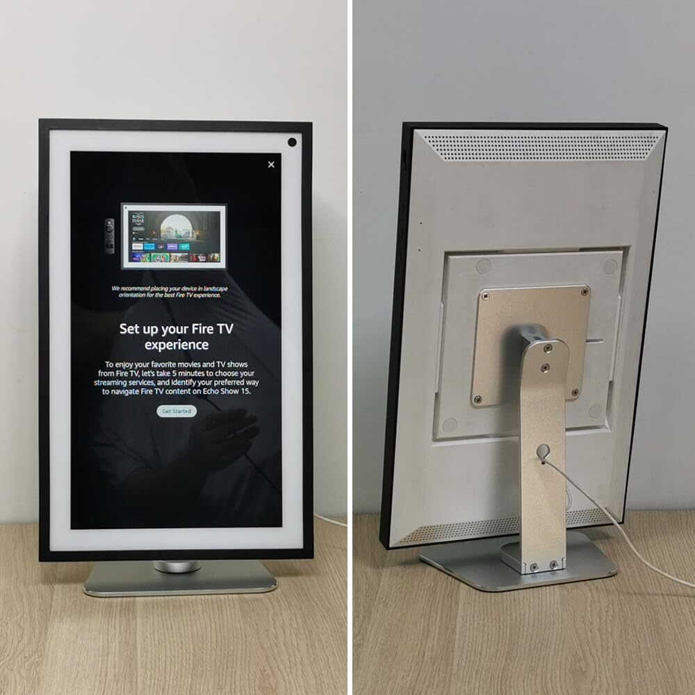 SilverEcho Show 15 & Echo Show 21 Stand Swivel & Tilt Adjustable Aluminum Bas...