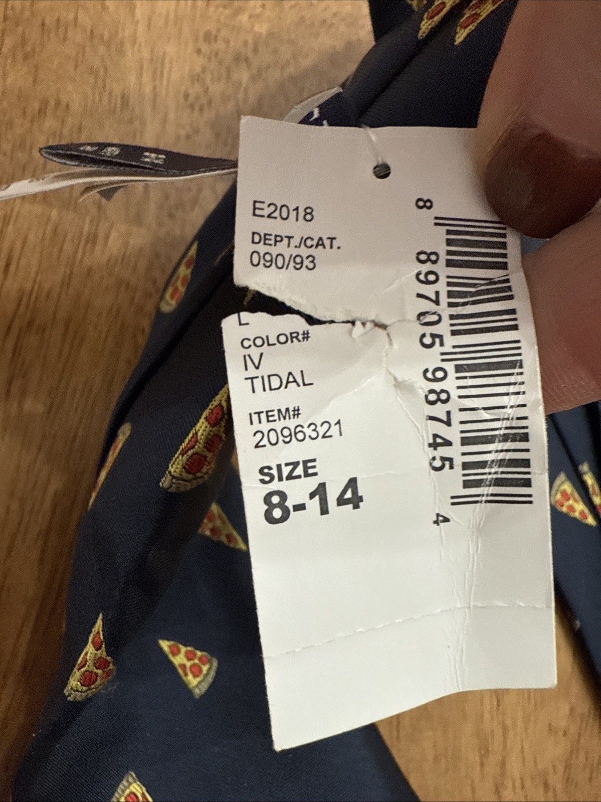 Children Place Boys Pizza Print Navy Novelty Necktie Size 8-14 New w/Tag Fun