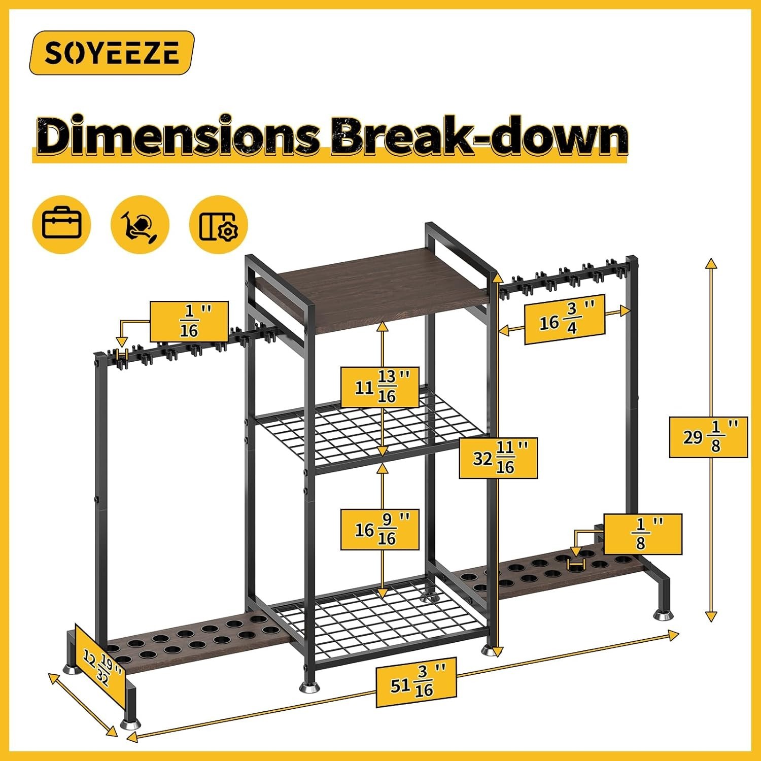Fishing Rod Holder Stand for 28 Rods 3 Sided Vertical Rack Garage Storage Tackle