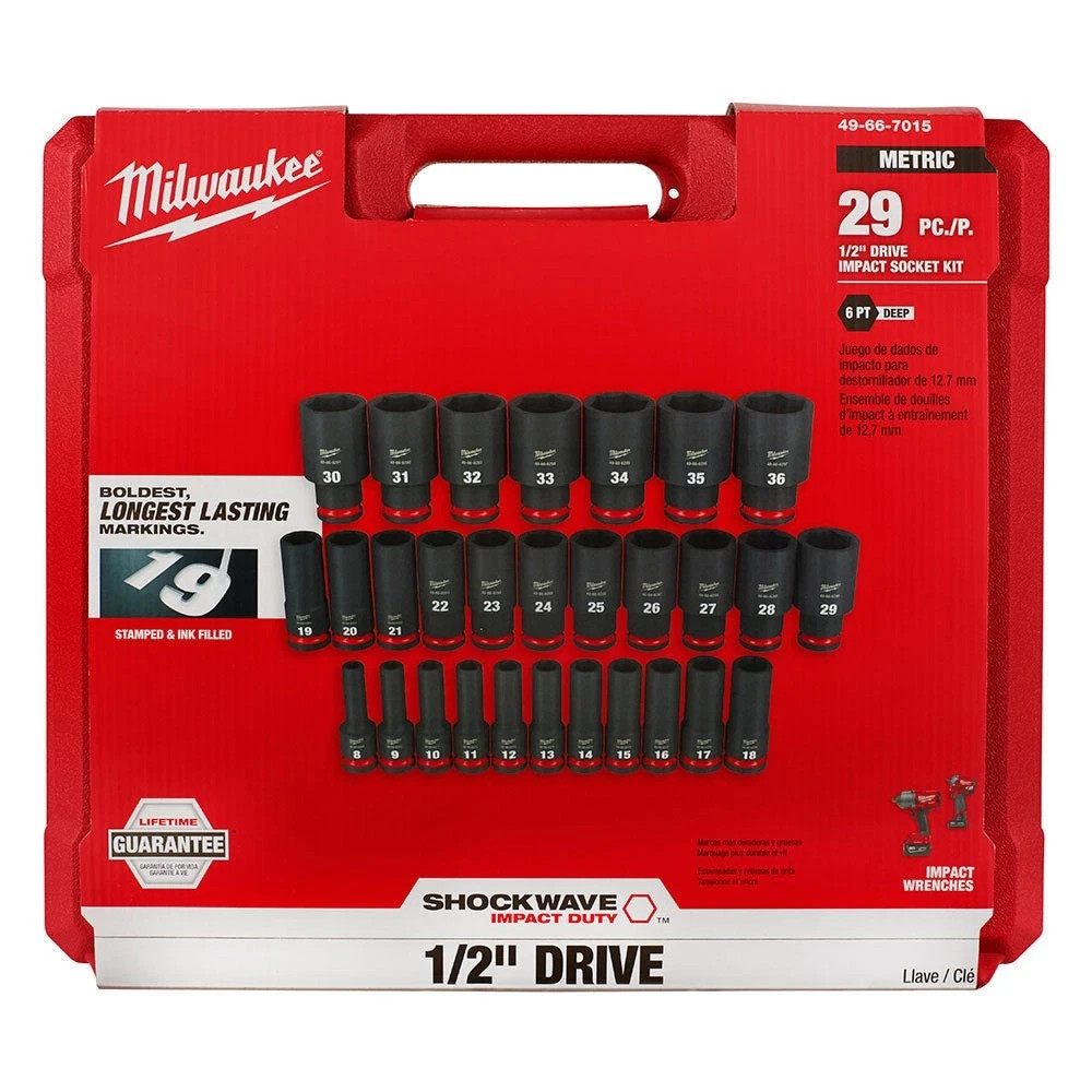 Milwaukee 49-66-7015 SHOCKWAVE 1/2DR 29pc MM Impact Soc Set (AUTH USA DEALER!)