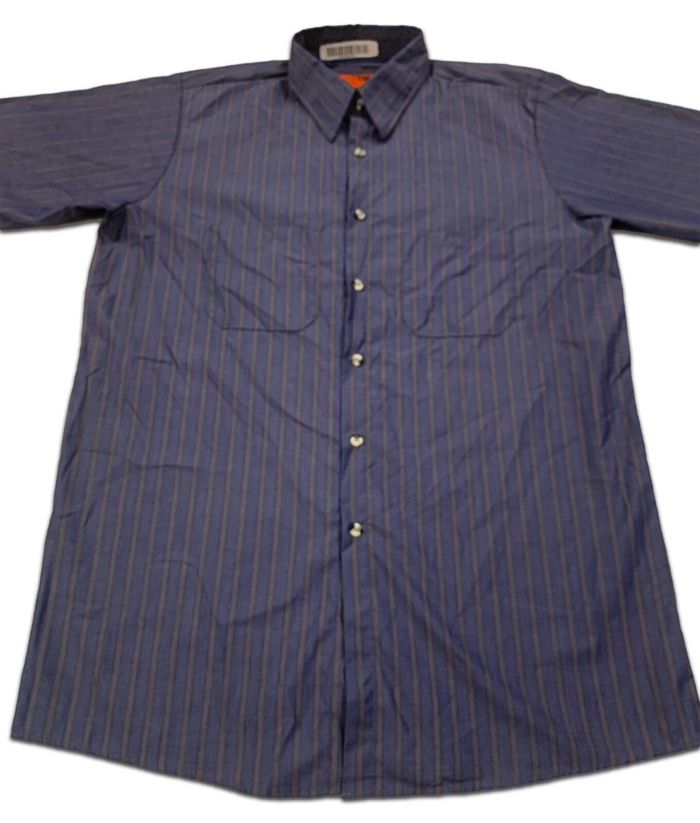 Red Kap CSC Industrial Stripe 2 Pocket Work Shirt Poplin Work Uniform Navy /Gray