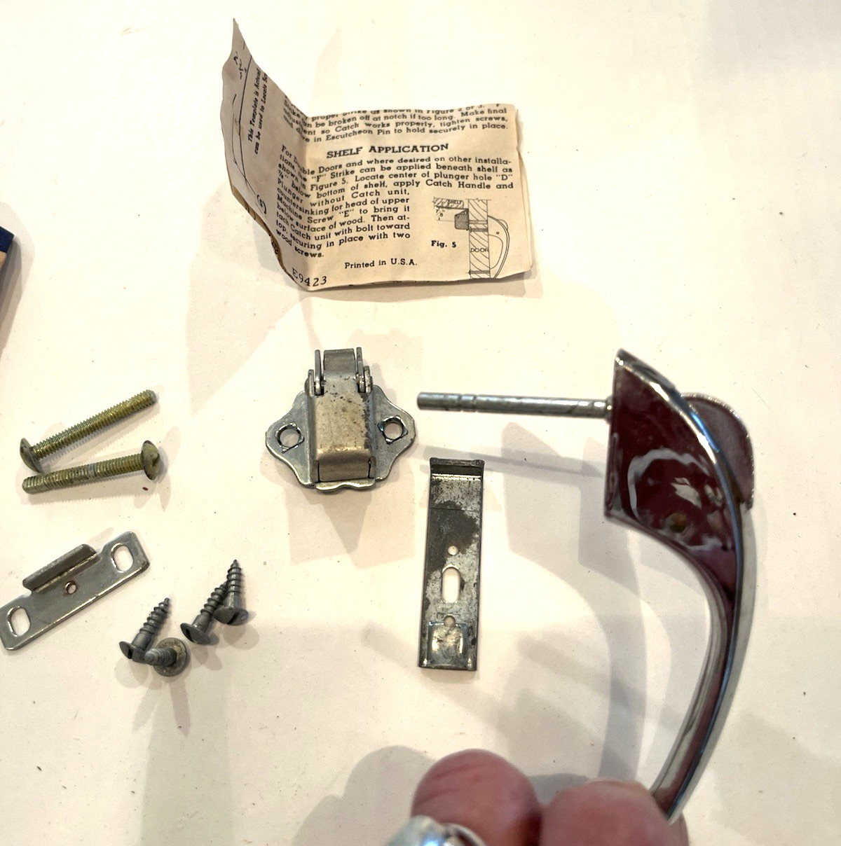 NOS Vtg Amerock Chrome Thumb Latch Push Button Cabinet Door Catch Handle 1960's