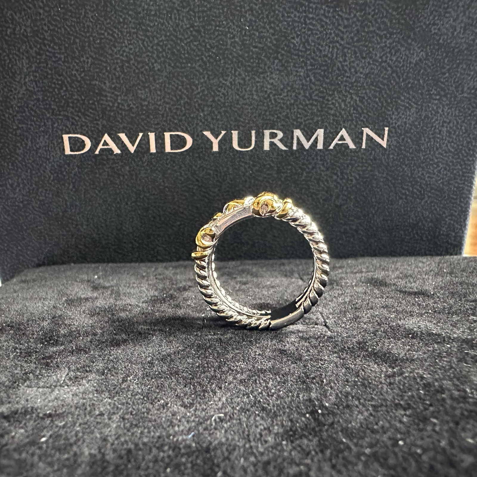 David Yurman Petite Helena Wrap Three Row Ring 925 with 18K Gold Diamonds sz 8