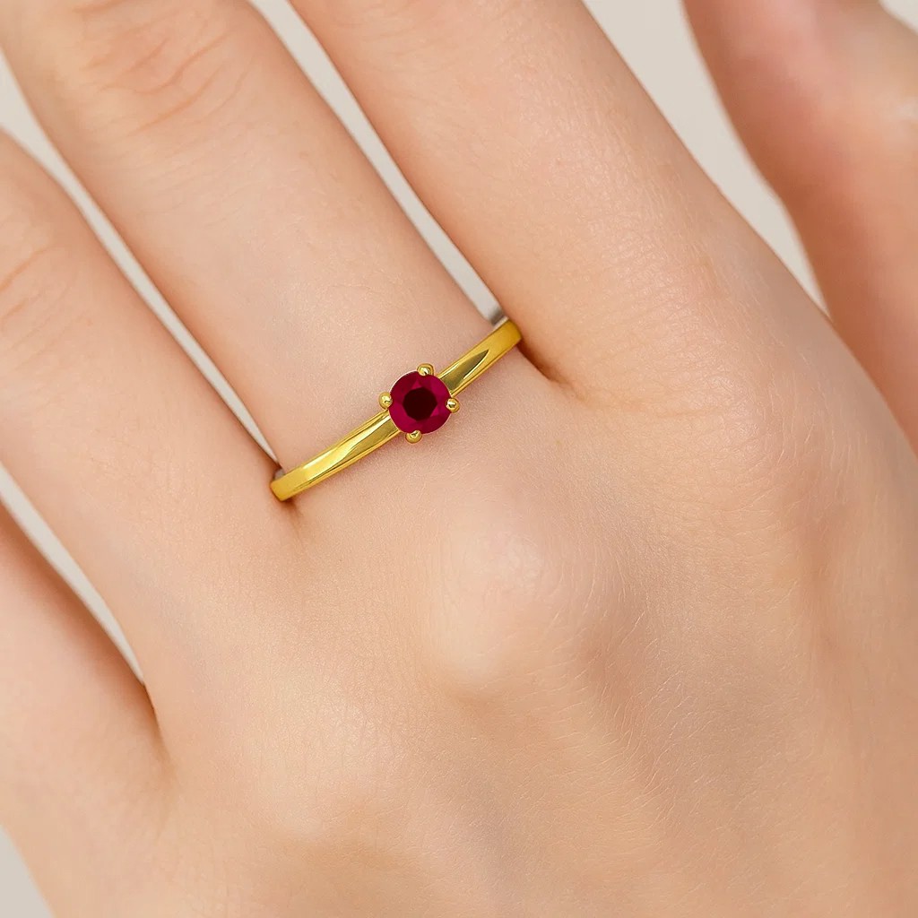 Minimalist Gold Round Birthstone Ring – Dainty Stackable Fashion Jewelry TGR1065