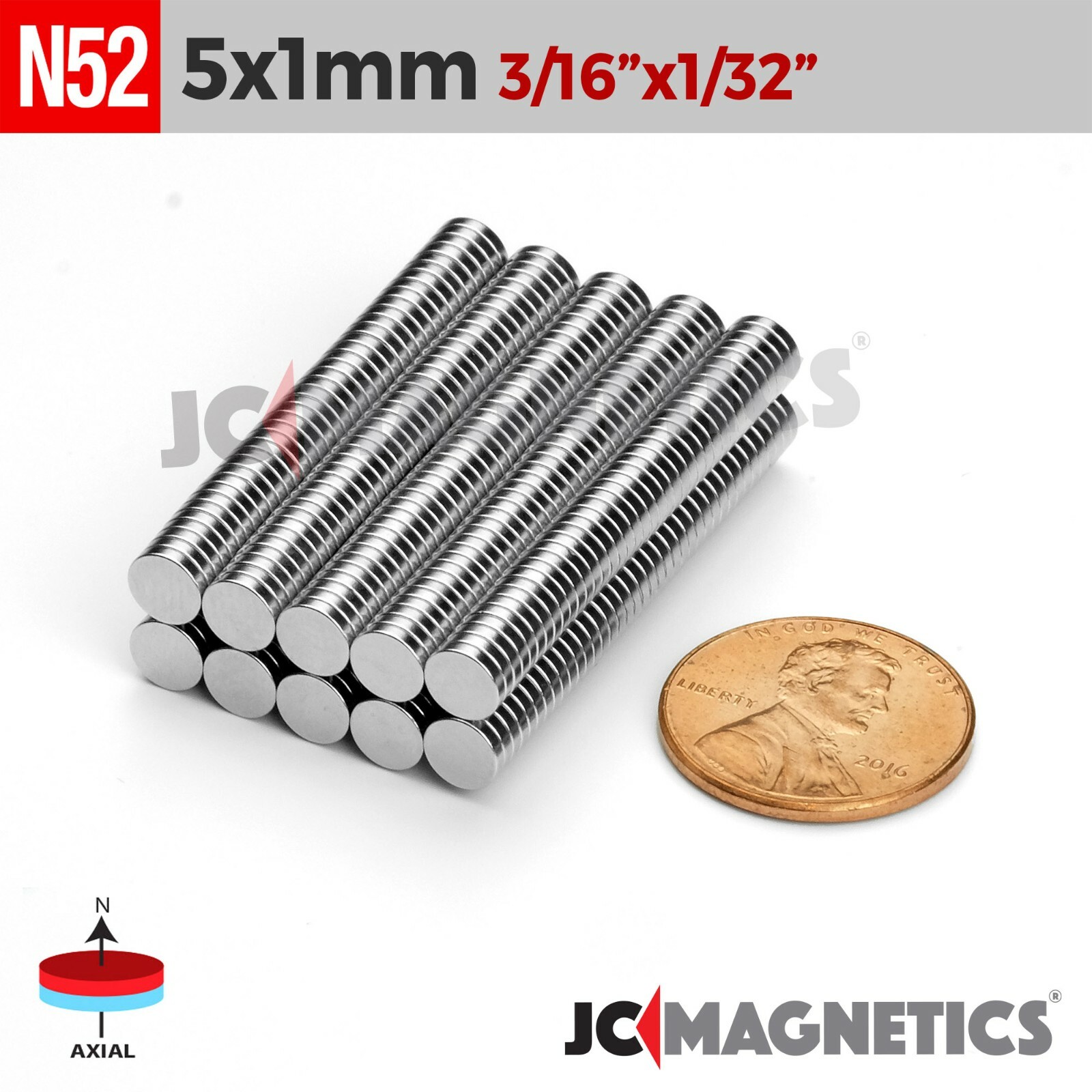 5mm x 1mm N52 Strong Rare Earth Neodymium Small Magnet Discs 5x1mm