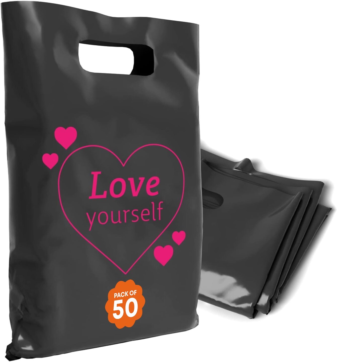 OPTIPAK 16x18 Plastic Bags – 50 Pack with Die-Cut Handles for Retail & Party