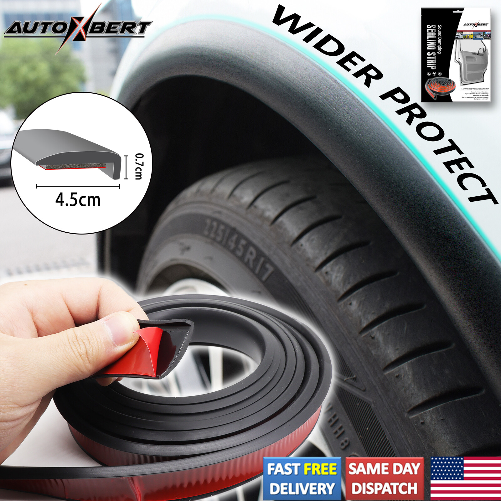 10' Extra Wide Arches Fender Flares Wheel Eyebrow Trim Strip Arch Lip Protectors
