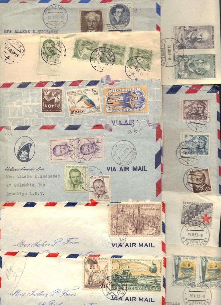 CZECHOSLOVAKIA 1950s COLL OF 22 AIRMAIL CVR ALL TO US ALMOST ALL W/LTRS ENCLOSED