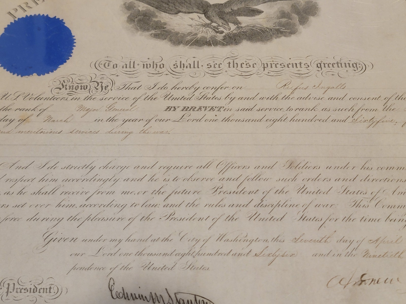 🌟HISTORIC President Andrew Johnson HAND SIGNED 1866 "MAJOR GENERAL" APPOINTMENT