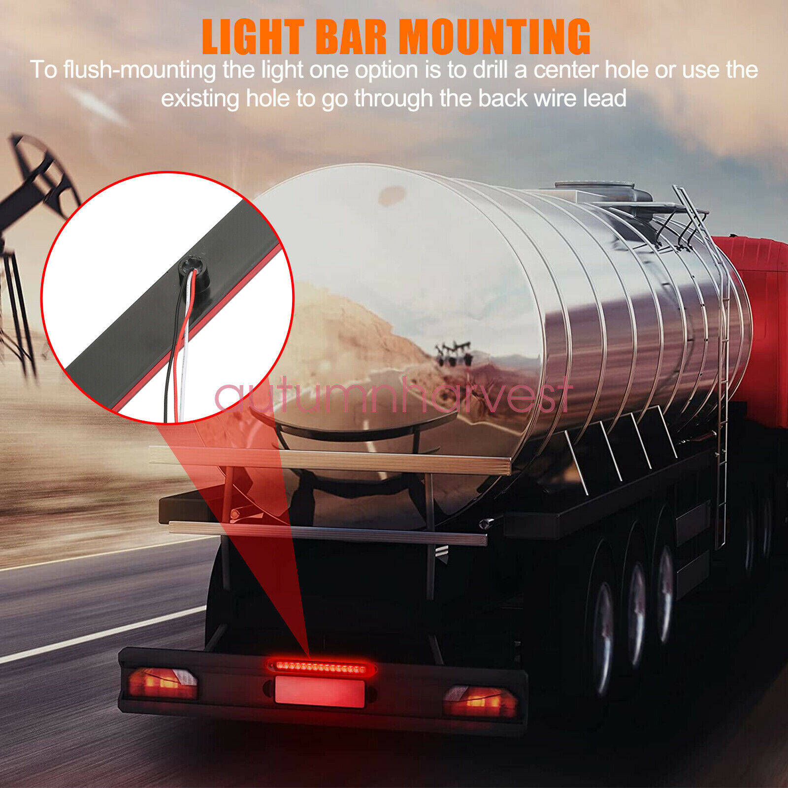 2PCS 15inch 11 LED Red Trailer Light Bar Waterproof Turn Signal Light Tail