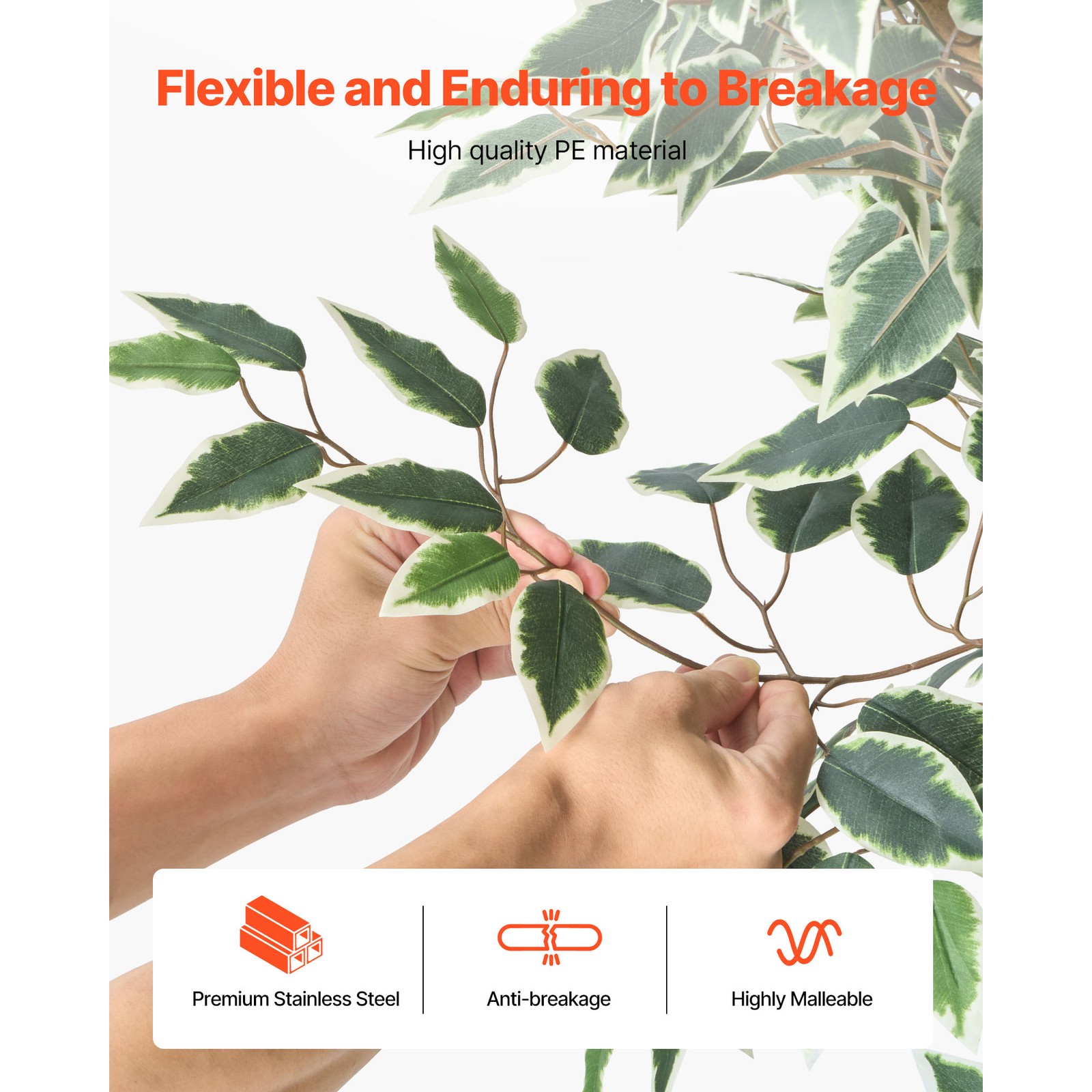 Uimoso 6FT Artificial Ficus Tree Tall Faux Plant with Black Pot Indoor Decor