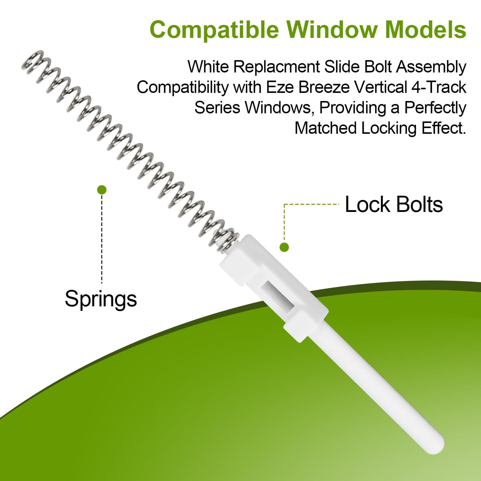 Slide Spring Bolt Assembly Replacement for Eze Breeze Vertical 4 Track White