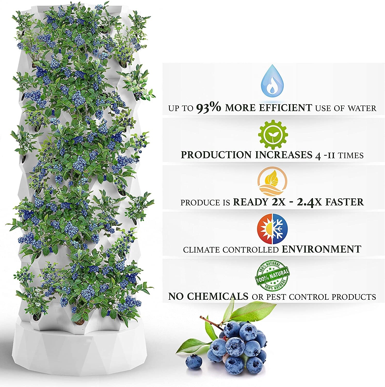 Vertical Hydroponic System Tower Garden Aeroponics Home Grow Kit 10 Layer 80Pots