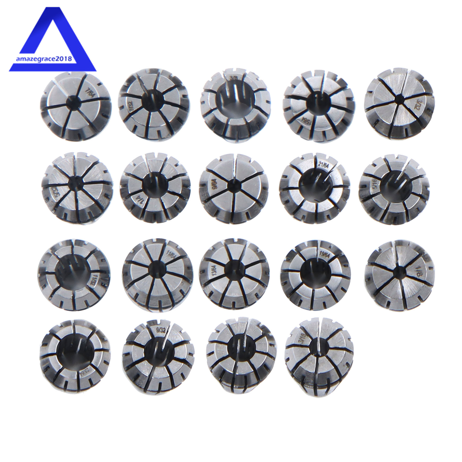 19Pack ER16 Collet Set Complete Sizes Including all 16th 32nds & 64th New