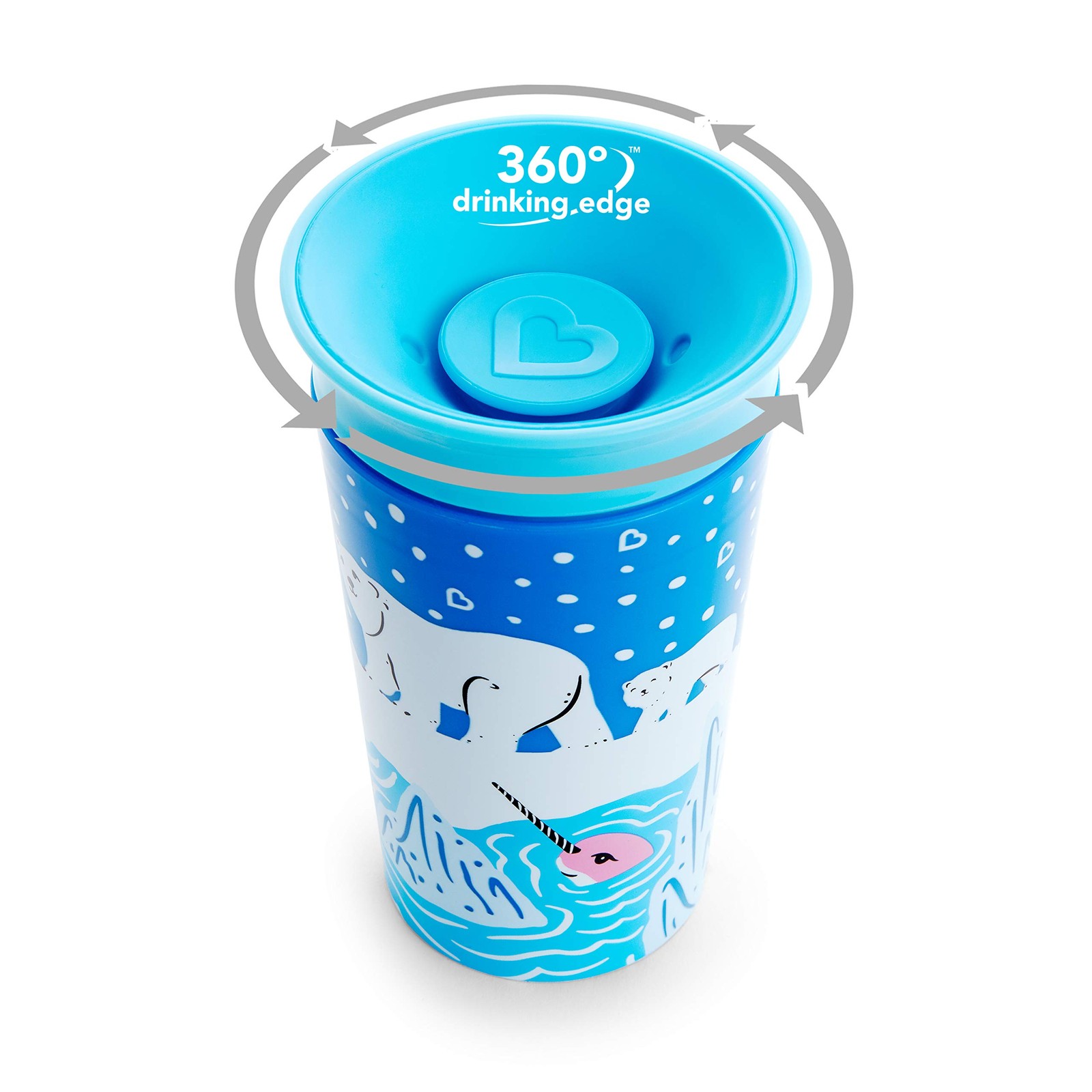 Munchkin® Miracle® 360 WildLove Sippy Cup, 9 Ounce, 2 Pack, Polar Bear/Orca