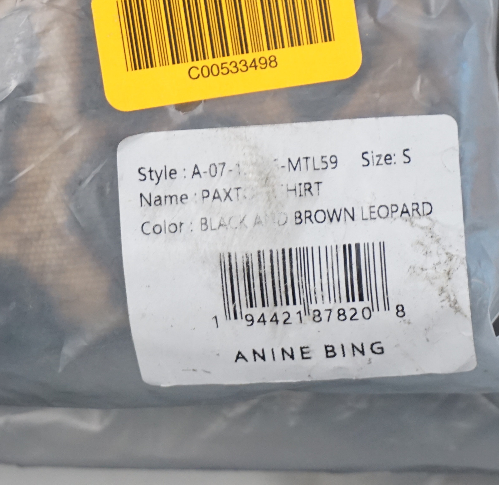 Anine Bing Paxton Shirt in Black & Brown Leopard 100% Cotton - Women's Small