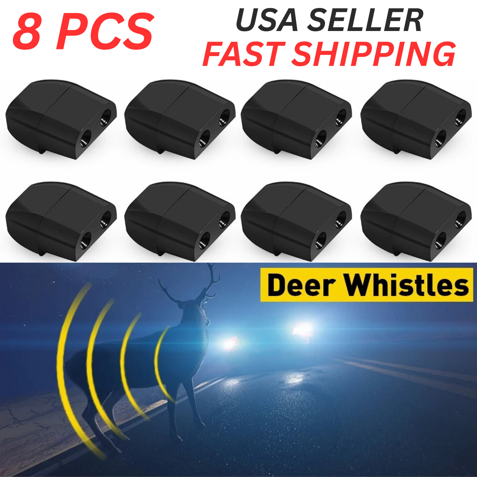 8 Pcs Deer Deer Whistles Warning Whistle for Cars, Motorcycles, Trucks, RVs- NEW