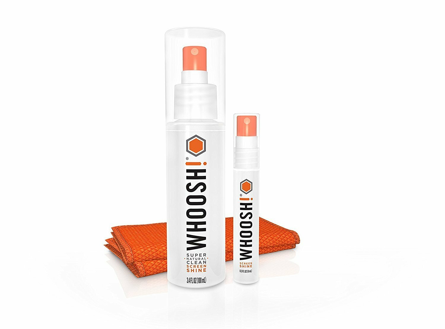 WHOOSH! Screen Shine Duo  Desk Bottle and Pocket Sprayer & 2 microfiber cloths