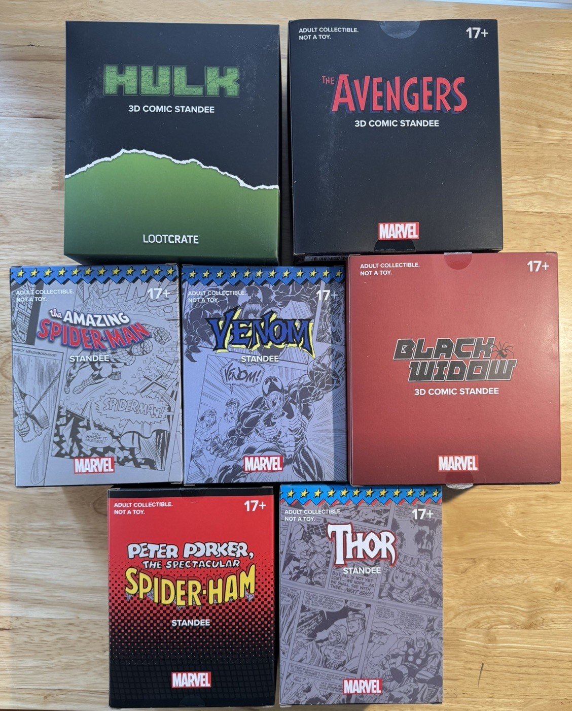 3D Comic Standees Lootcrate Exclusives Lot of 7 Avengers Hulk Thor Spider-Man