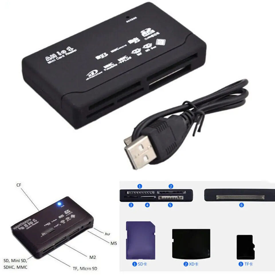 Memory Card Reader Mini 26-IN-1 USB 2.0 High Speed For CF xD SD MS SDHC LOT
