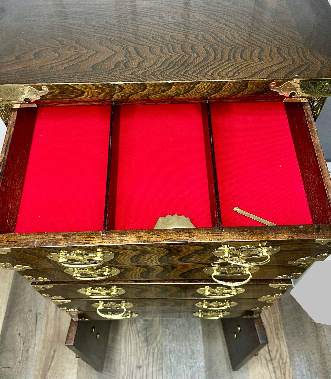 Antique 2 Piece Korean Elmwood Tansu Chest Hall Cabinet Asian Chest Of Drawers