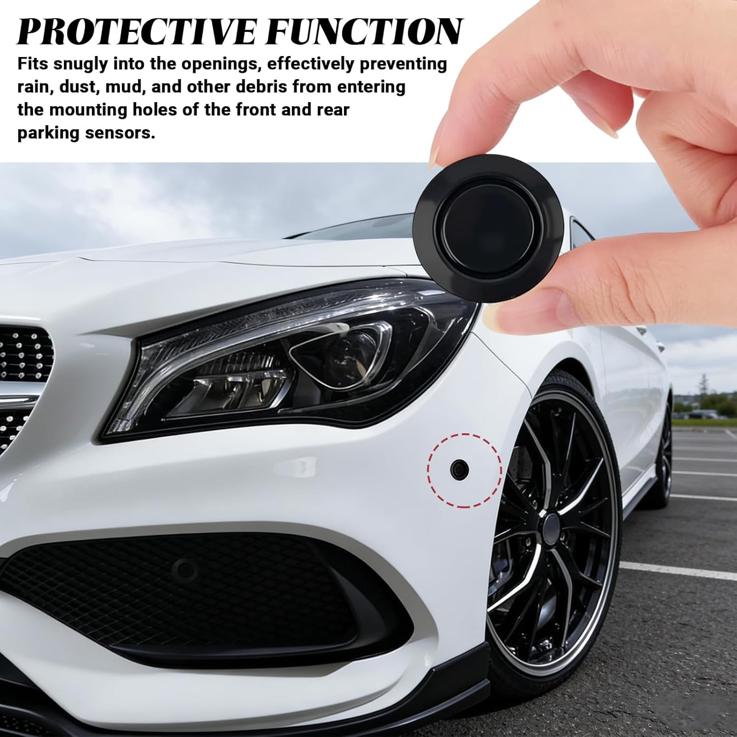 0PCS Car Rear Bumper Radar Hole Cover, Durable Bumper Hole Plugs Protector Cover