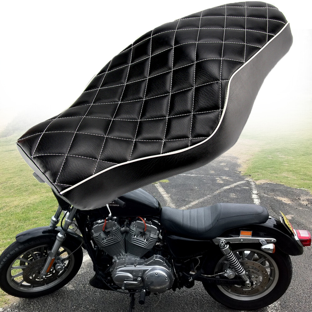 Black Driver Passenger Two Up Seat For Harley Sportster 883 1200 XL1200T Iron 48