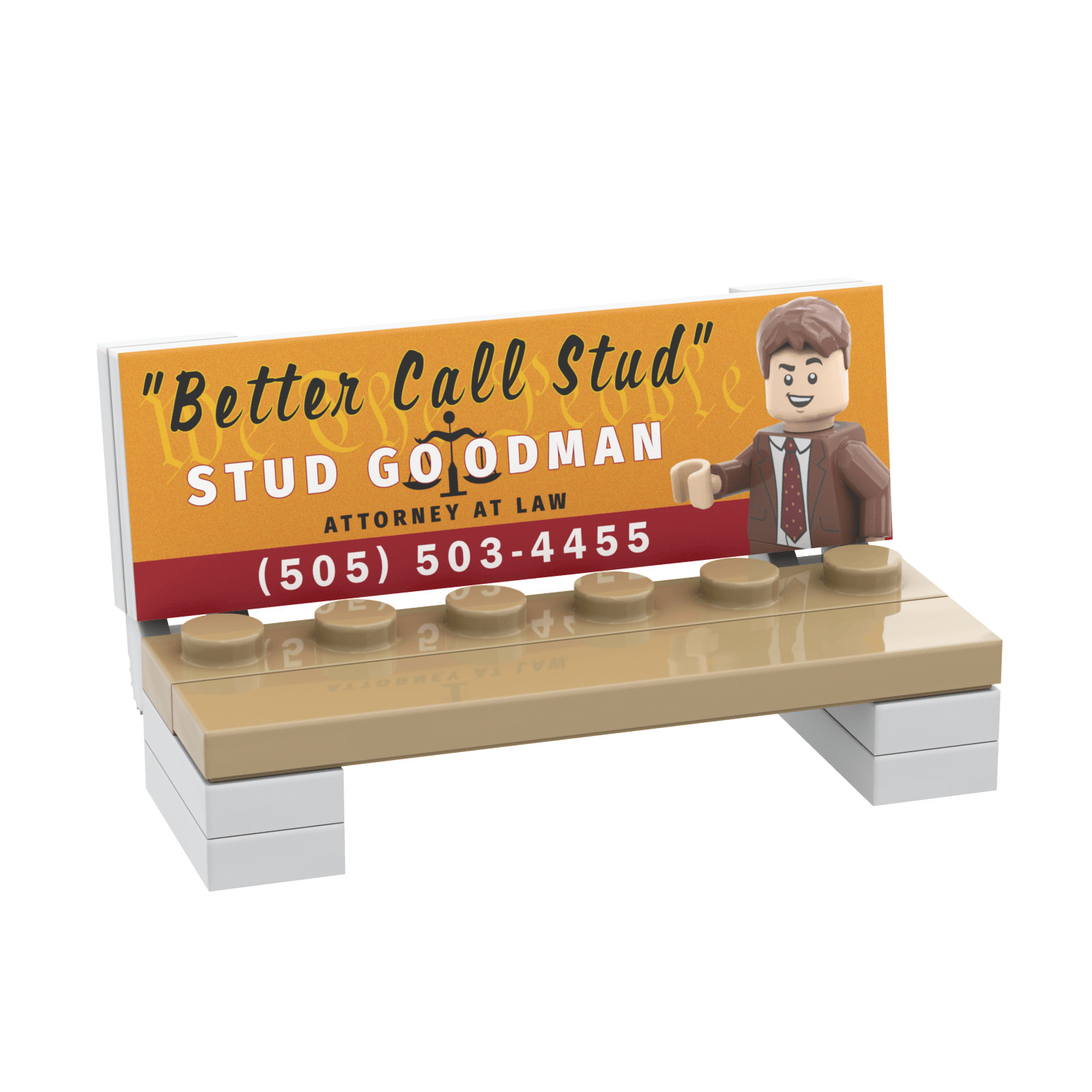 Bench with Advertising - Custom Set - Custom Printed - Brick City Minifig Scale