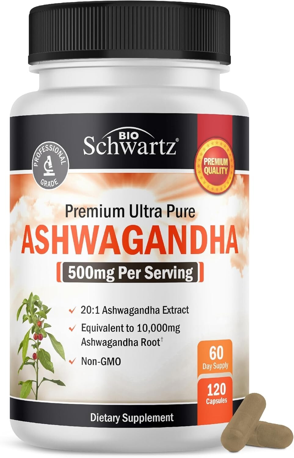 Ashwagandha Supplements Extra Strength Ashwagandha Capsules with 500mg, 120 ct