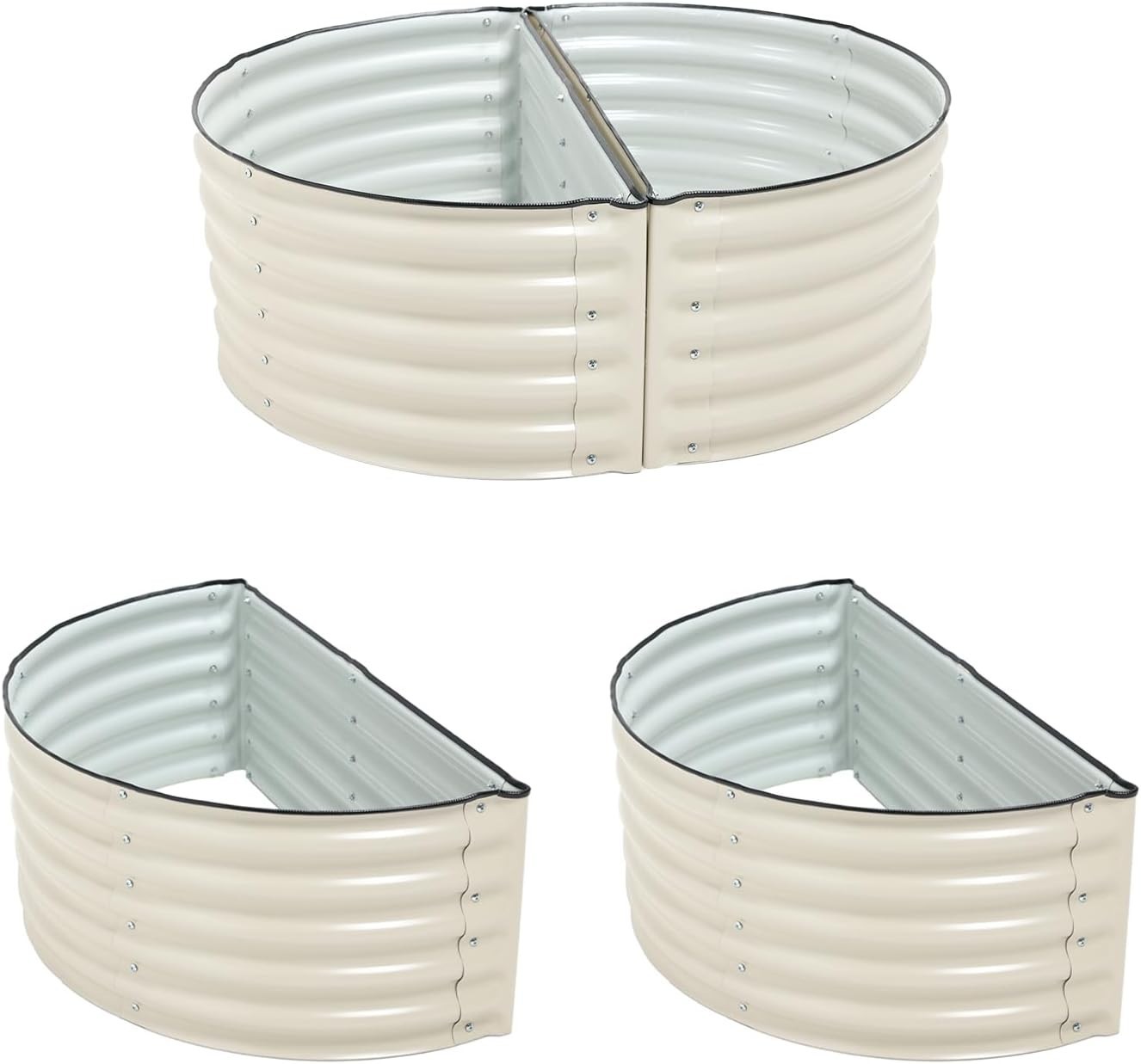 Aoodor 42" L x 24" W x 17" H Half Moon Galvanized Raised Garden Bed Set of 2