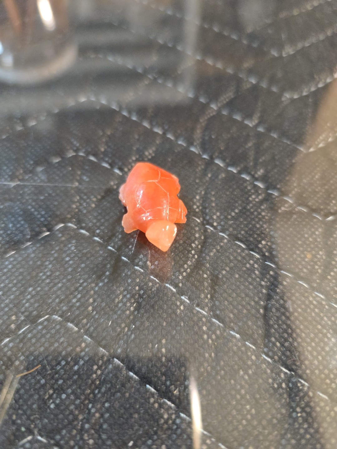 Vtg Carved gemstone crystal orange aventrine turtle statue figurine home decor