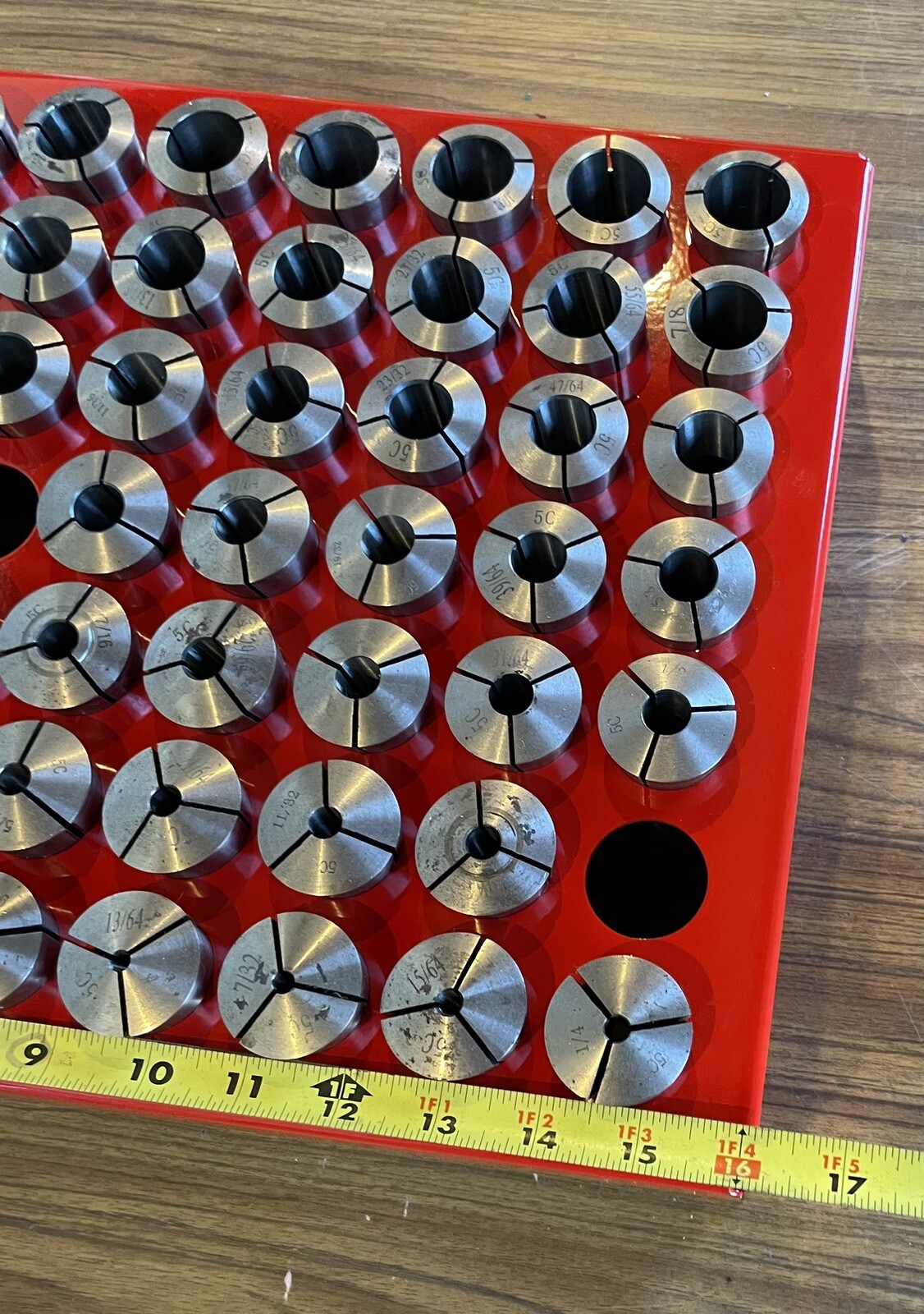 Made in USA Large 63 Collet Rack Tray 5C BenchTop Drawer Steel Metal 1/8”-1”