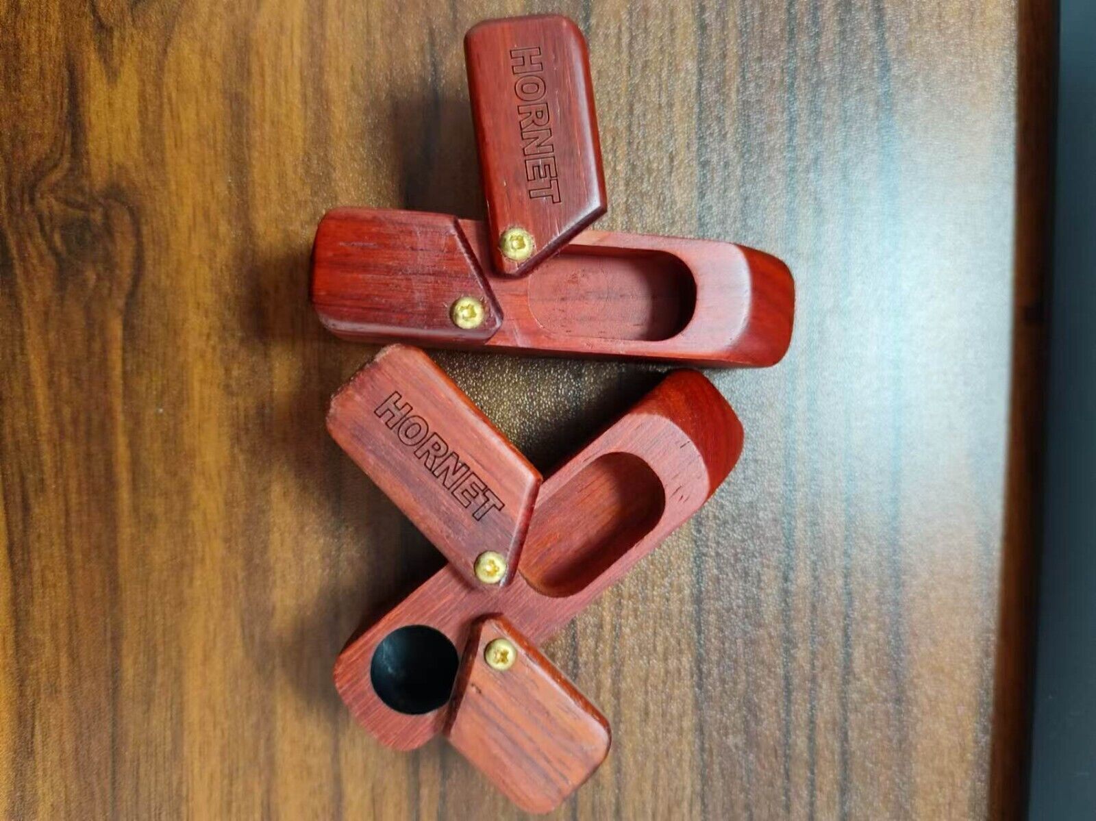 4-Pack Convenient Classic Handmade Wooden Rotary Pipe with Storage Durable