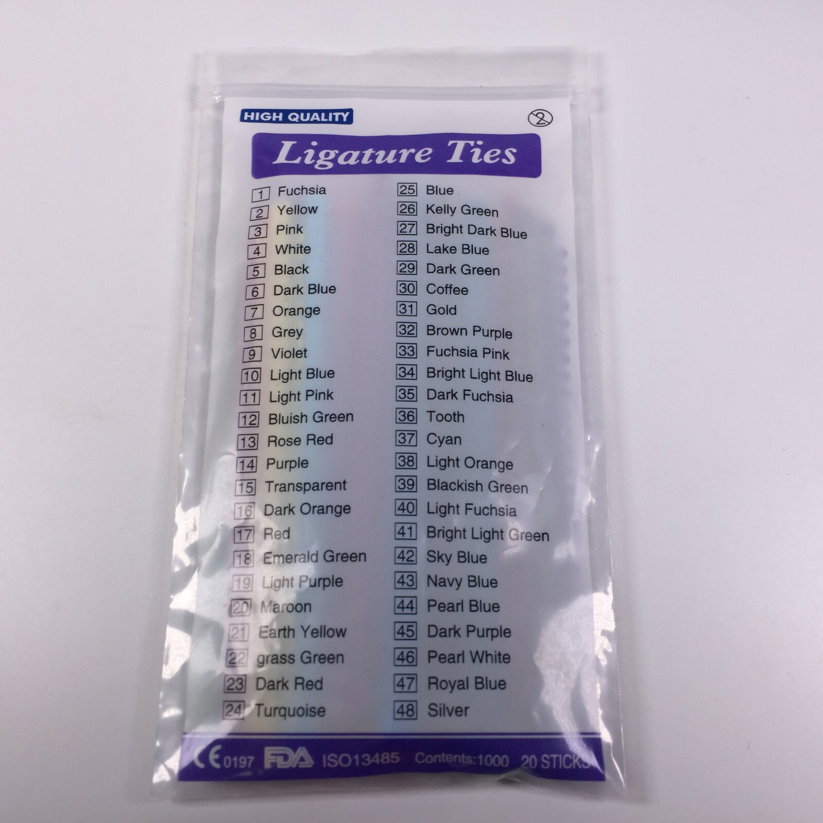 Dental Ligature Ties Light Force Ortho Rubber Elastic Band 1000Ring/Bag 48colors