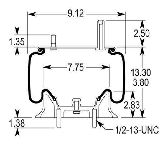 Pack of 4 Air Spring Bag for Kenworth Truck Replace K303-6, K303-15 W01-358-9422