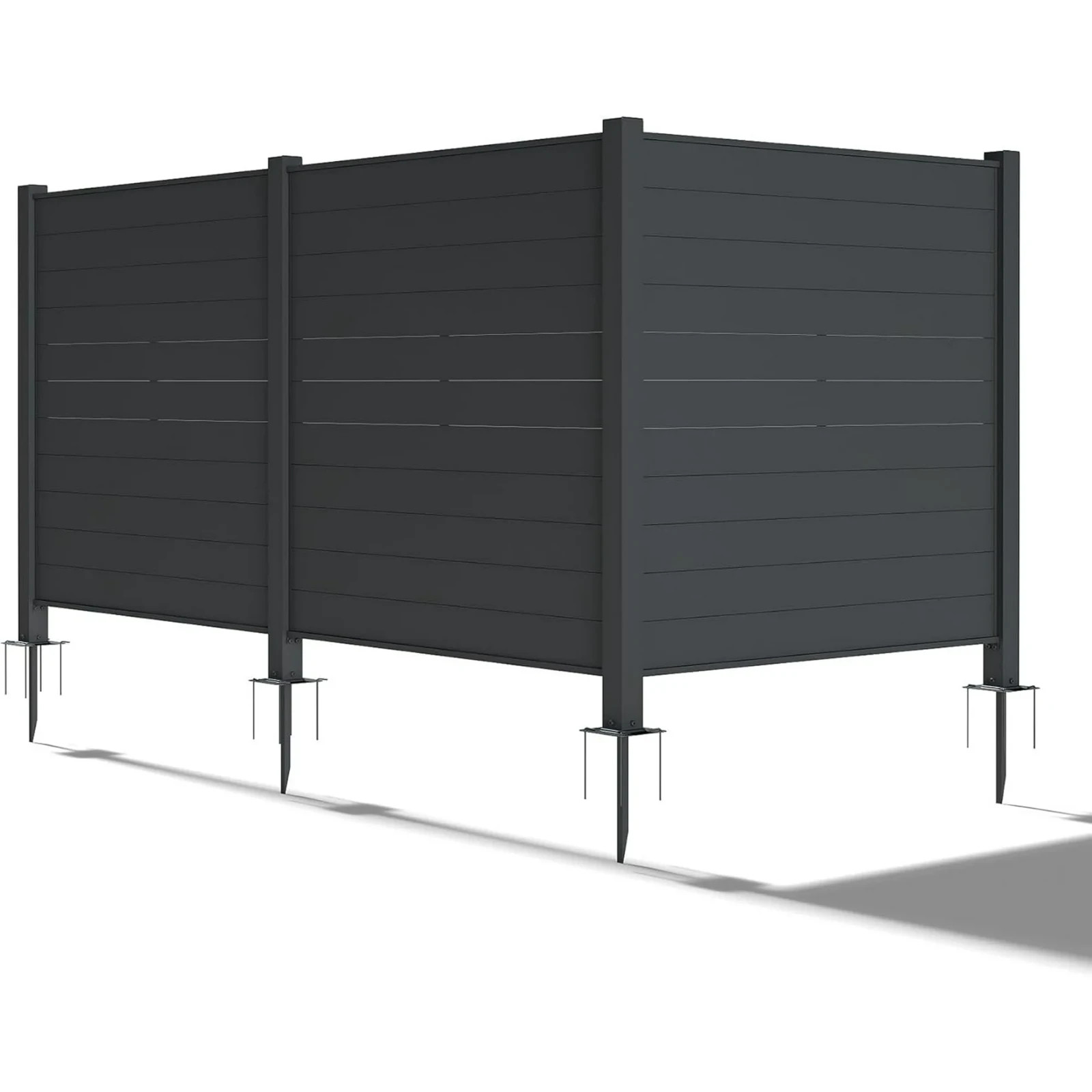 Domi Privacy Screen Fence 50"x50" for AC&Trash,Black Patio Metal Panels,3 Panels