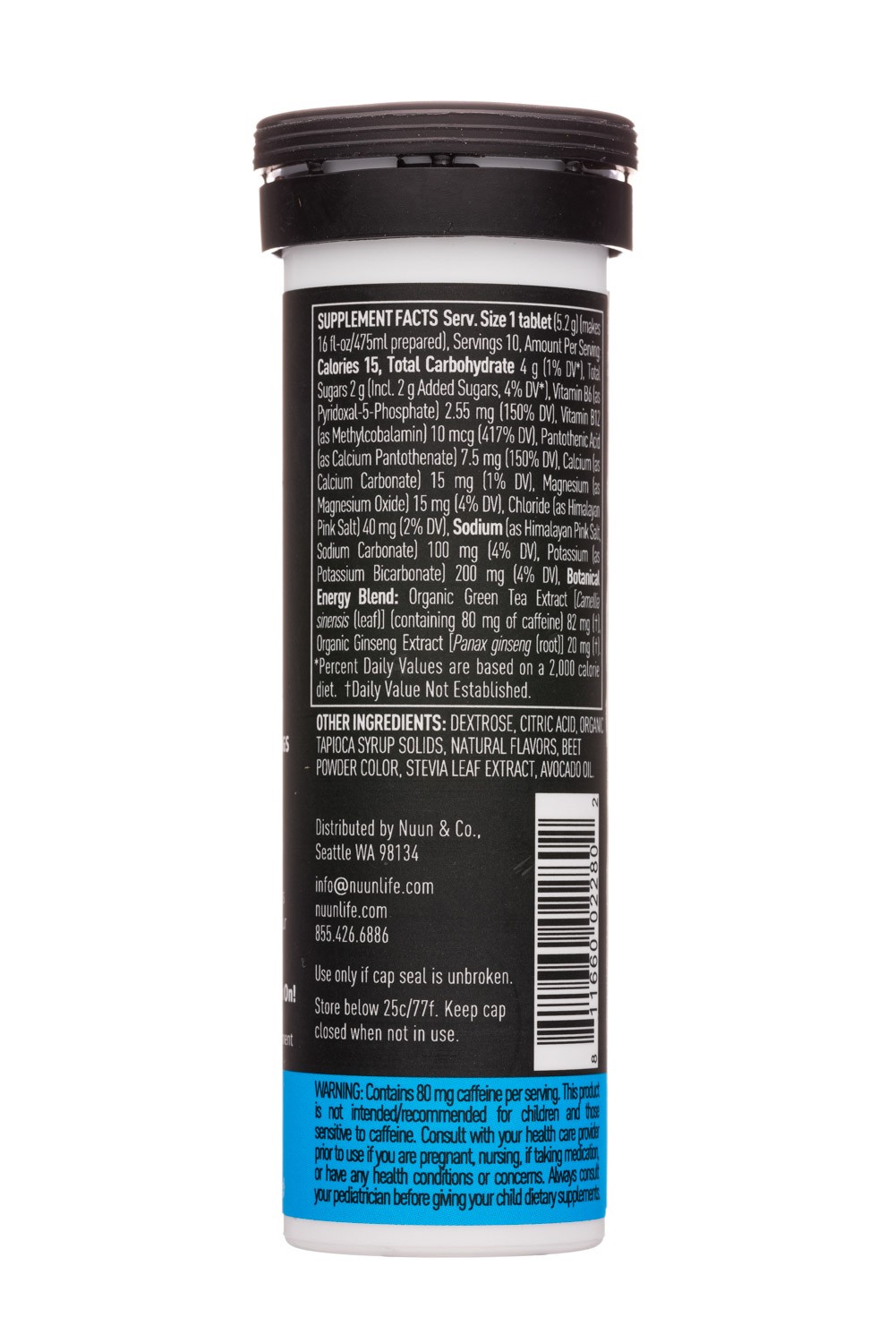 Nuun, Daily Hydration, Energy, Berry Blast 10 tablets, Pack of 8, EXP 06/26