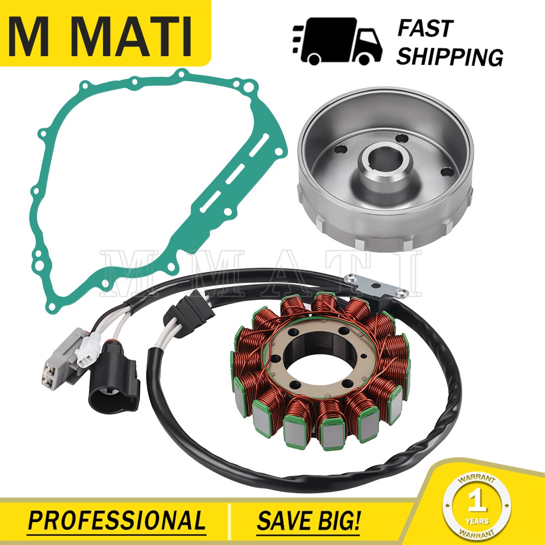 Flywheel Rotor + Stator + Gasket For Yamaha Rhino 700 YXR700 2008 2009 - 2013