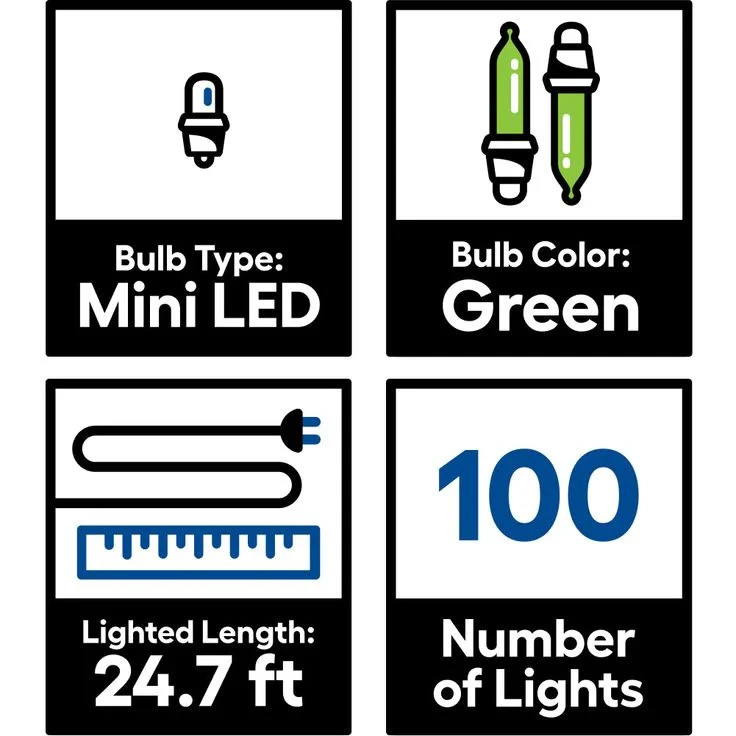GE StayBright 100 - Count 24.7-ft Green LED Plug-In String Lights Saint Pats Day